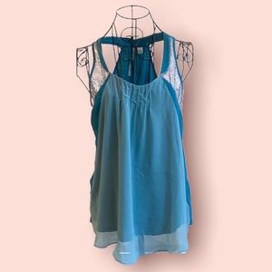 Lauren Conrad racer back tank blouse lace detail size M